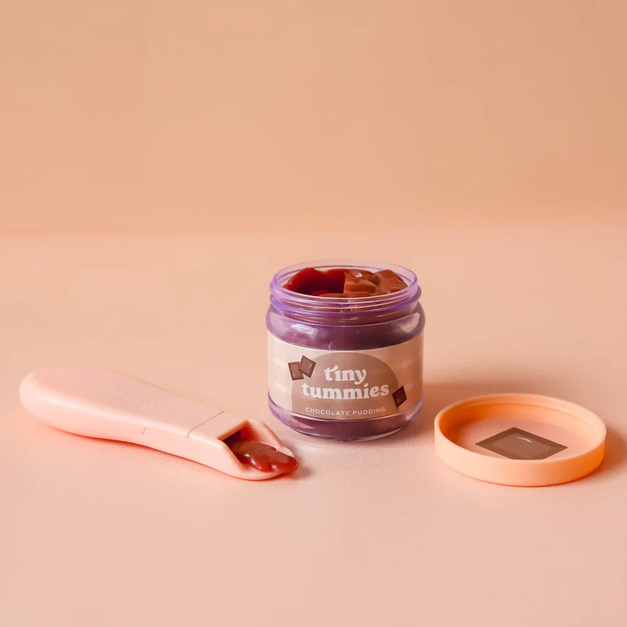 tiny tummies chocolate pudding food jar and spoon set