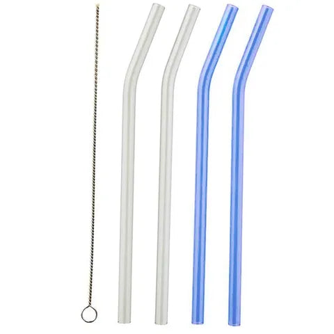 Glass Straw Set- Blue & Green