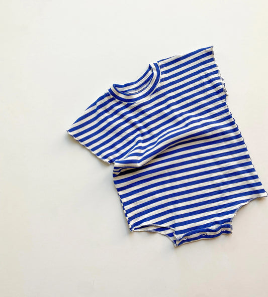 Holiday Playsuit - Cobalt Stripe